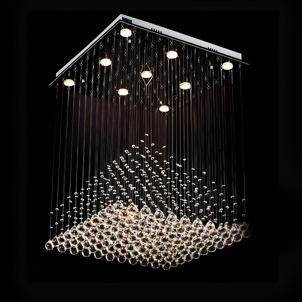 Kronleuchter Quadratisch Kristall Silber