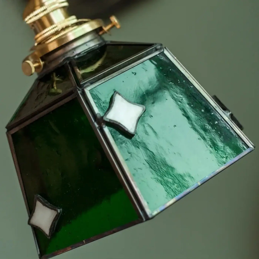 Pendelleuchte Glas Grün Art Déco Kupfer
