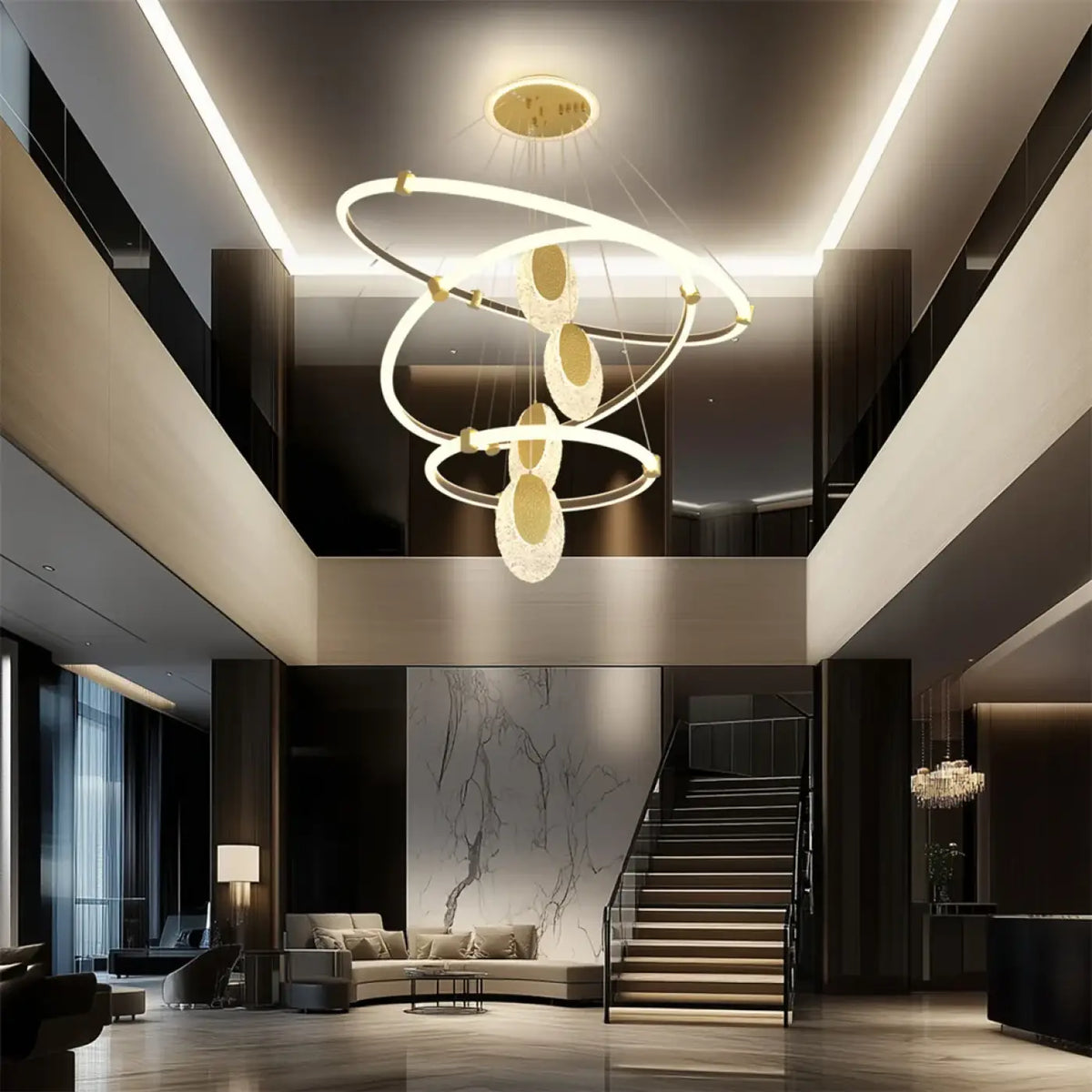 Pendelleuchte LED mit Spiralen Gold