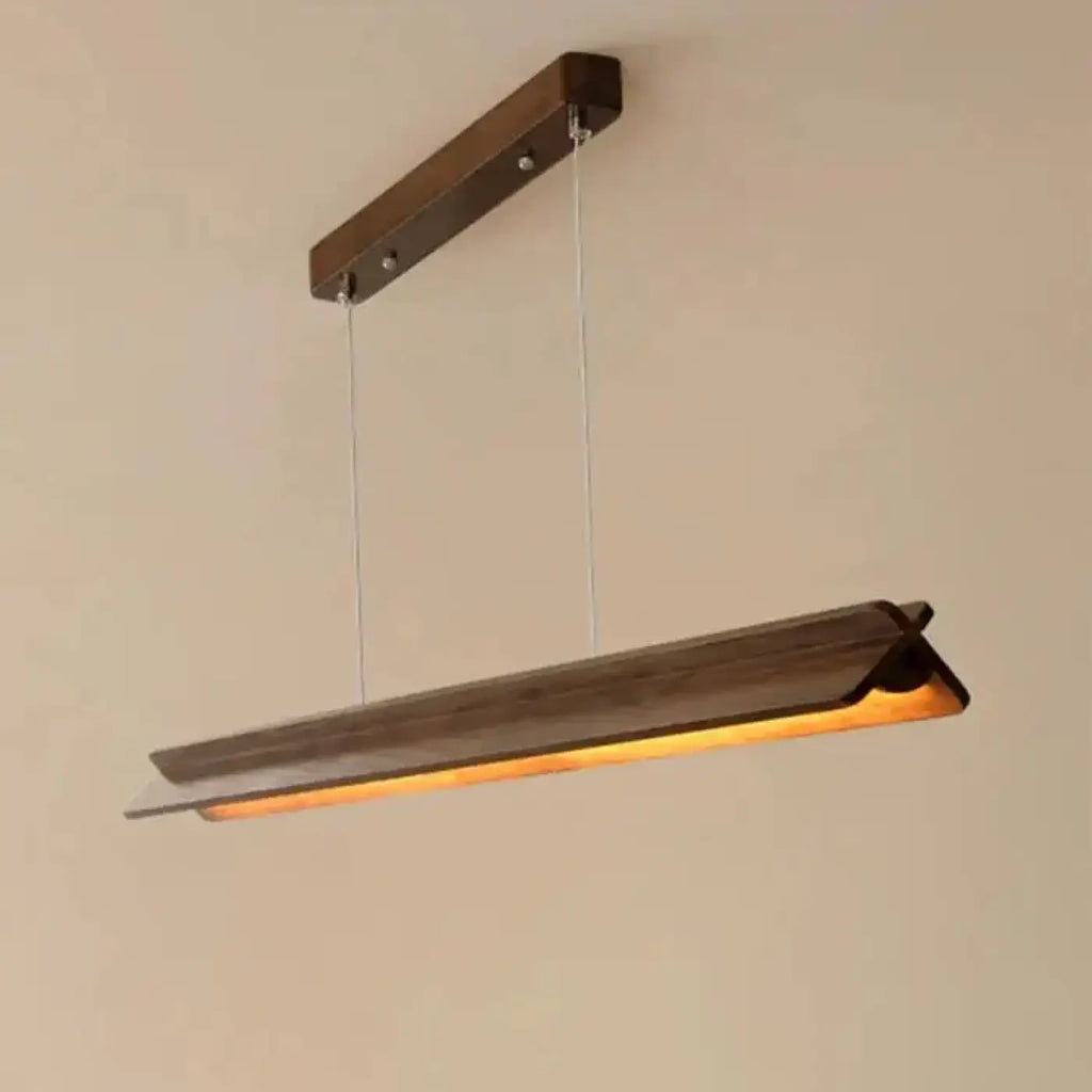 Pendelleuchte LED Linear aus Dunklem Holz