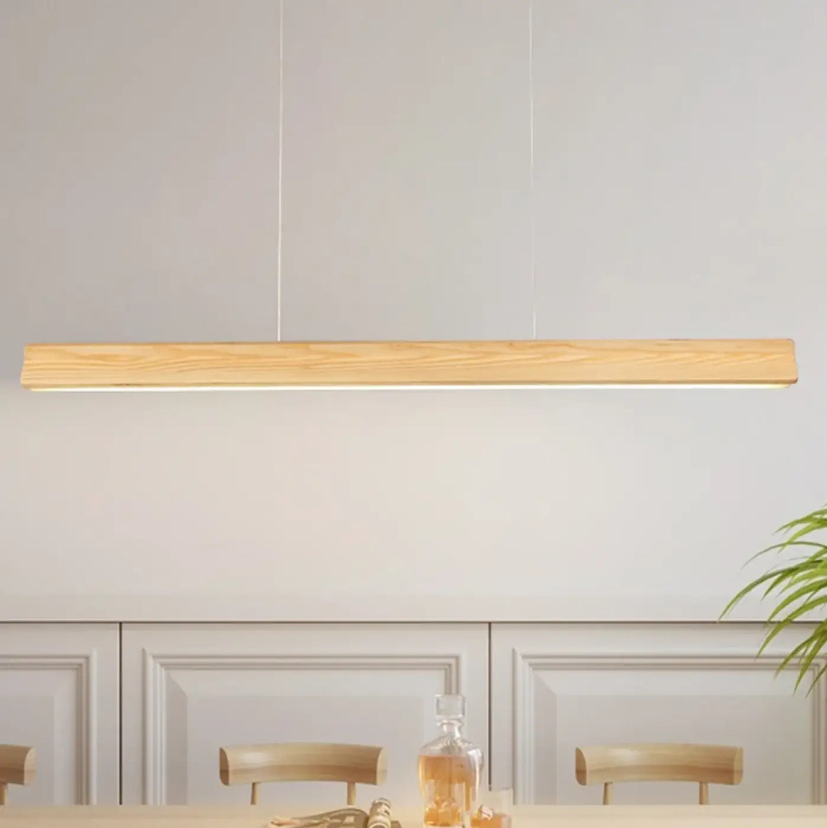 Pendelleuchte LED Linear aus Dunklem Holz