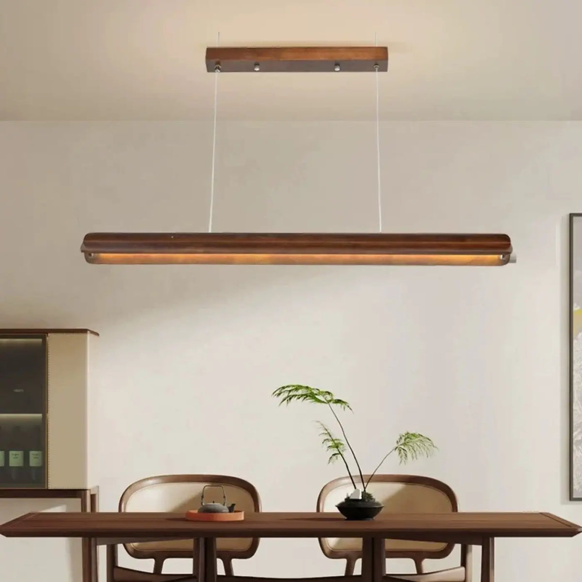 Pendelleuchte LED Linear aus Dunklem Holz