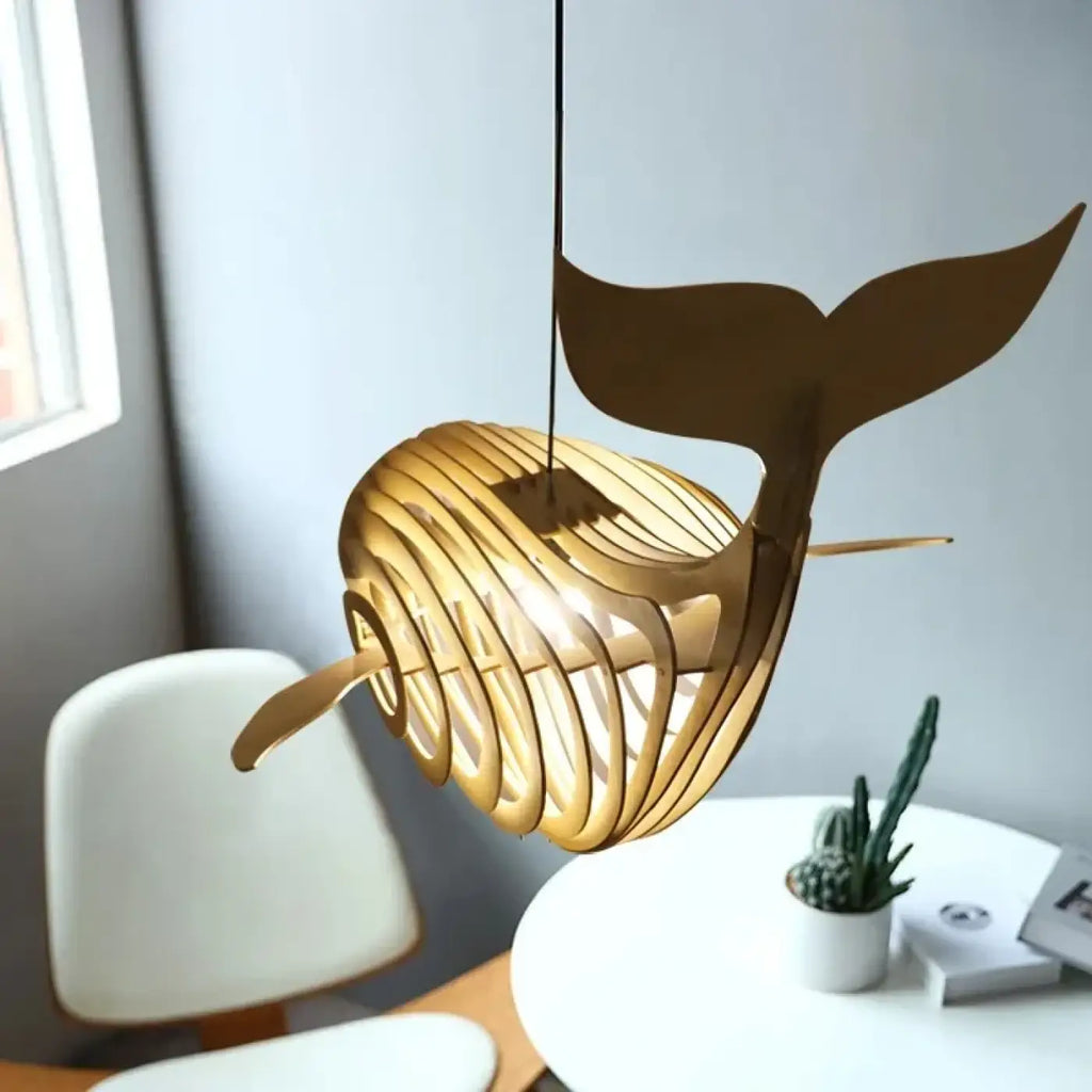 Pendelleuchte Wal aus Holz für Schlafzimmer Kinder