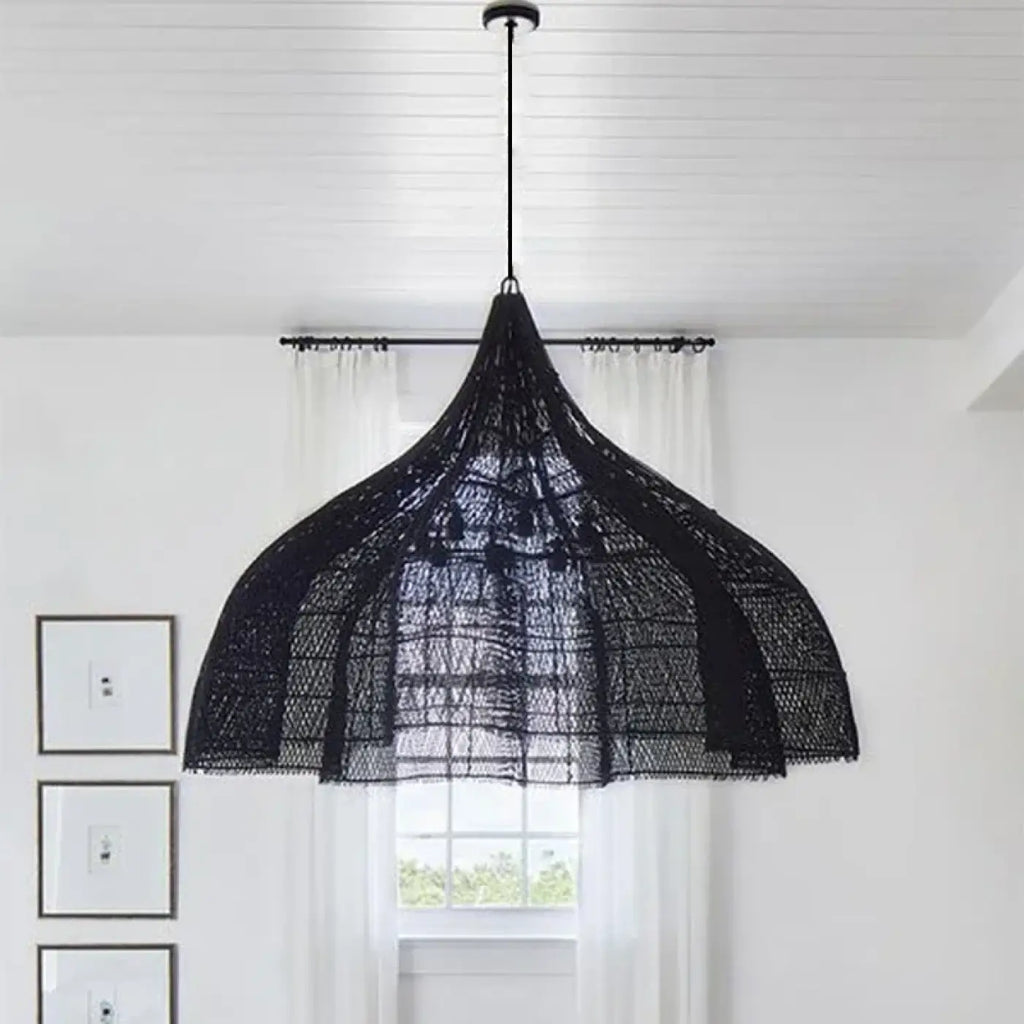 Pendelleuchte XXL aus Netz Boho