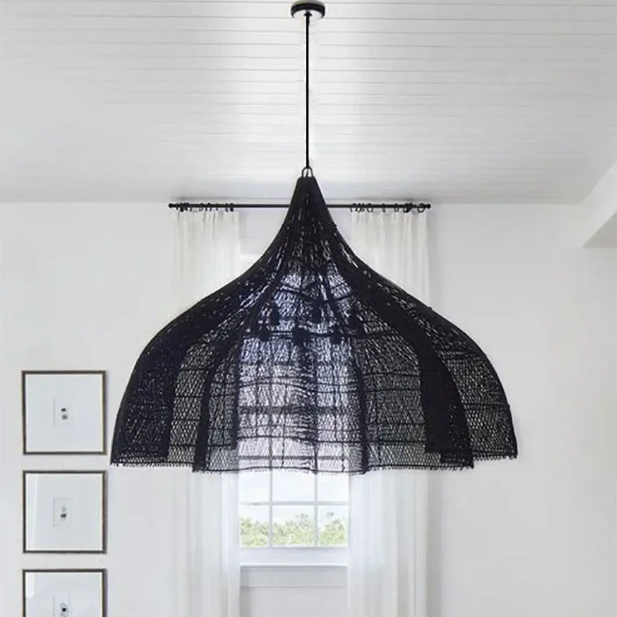 Pendelleuchte XXL aus Netz Boho