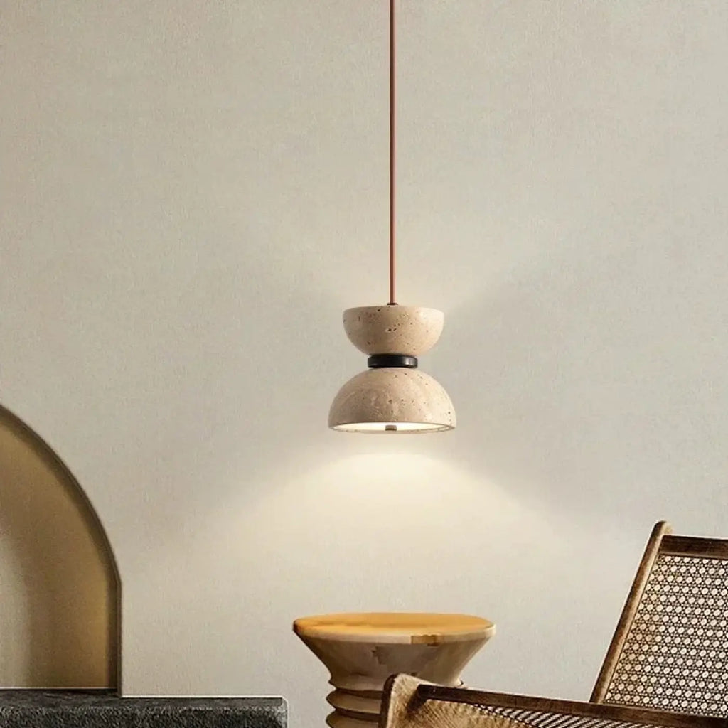 Pendelleuchte LED aus Stein Beige