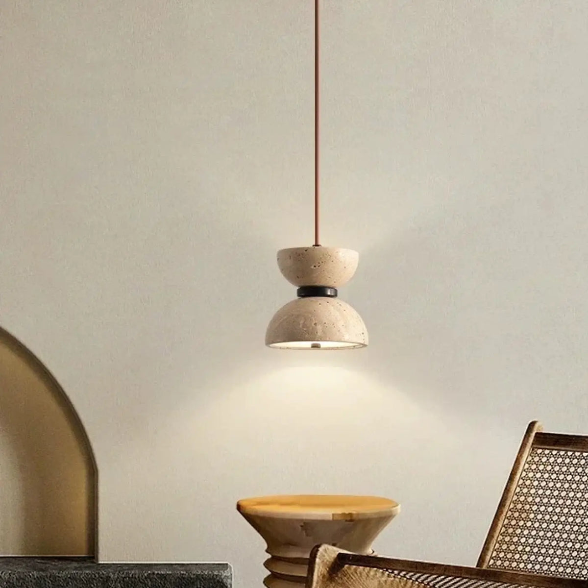Pendelleuchte LED aus Stein Beige