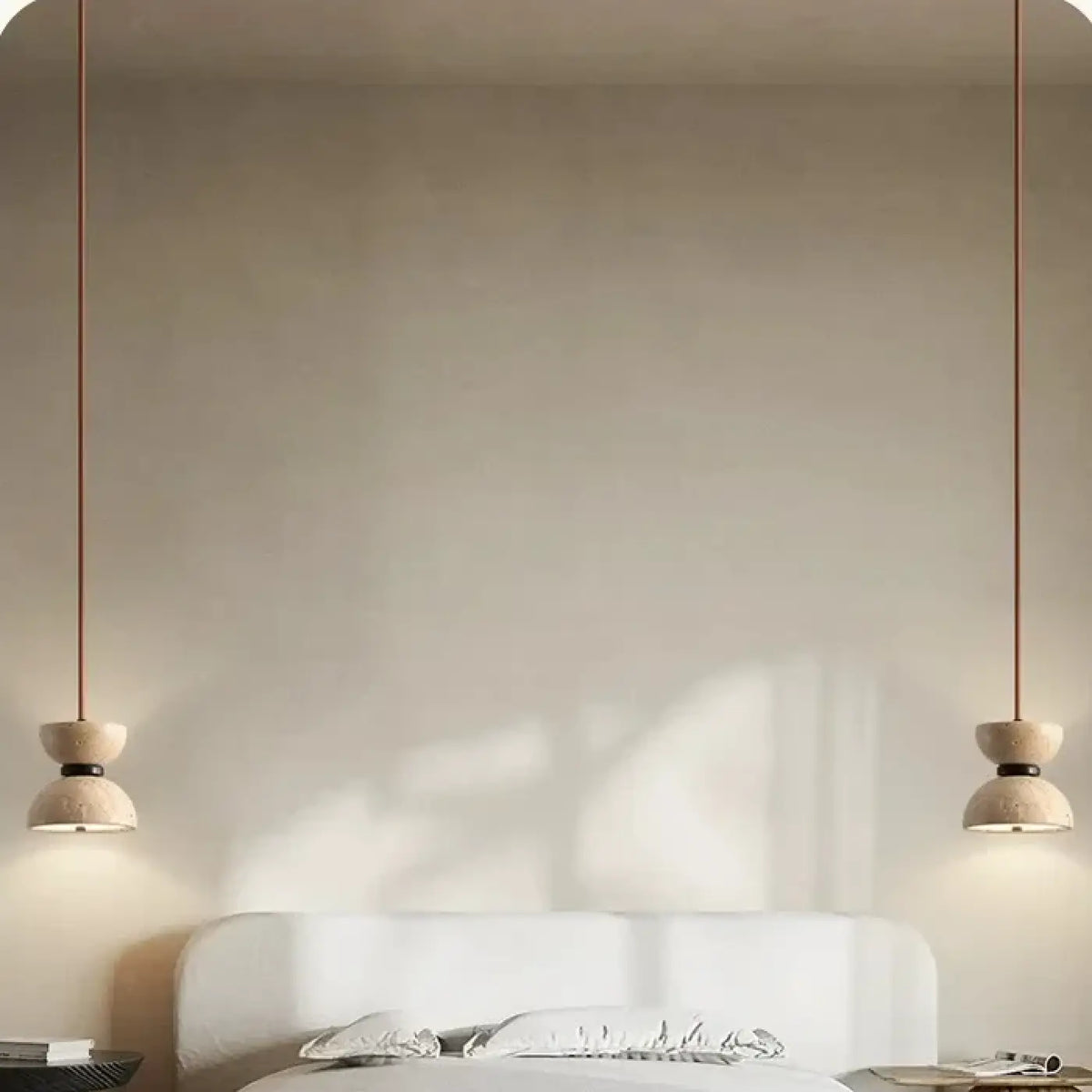 Pendelleuchte LED aus Stein Beige