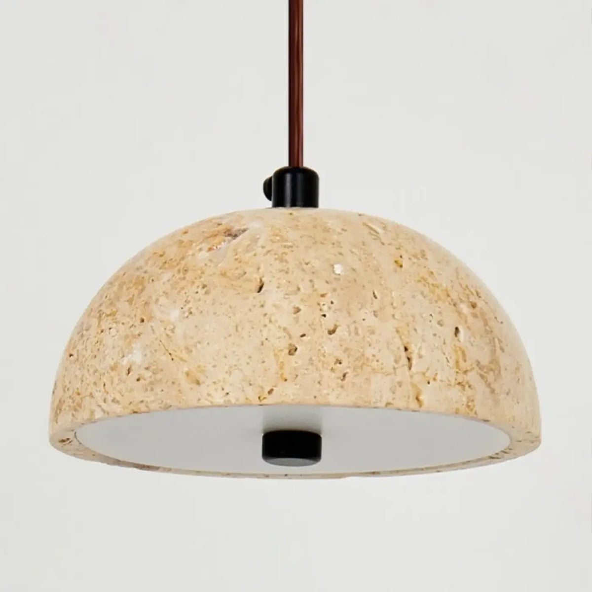 Pendelleuchte Halb-Kugel aus Travertin Beige