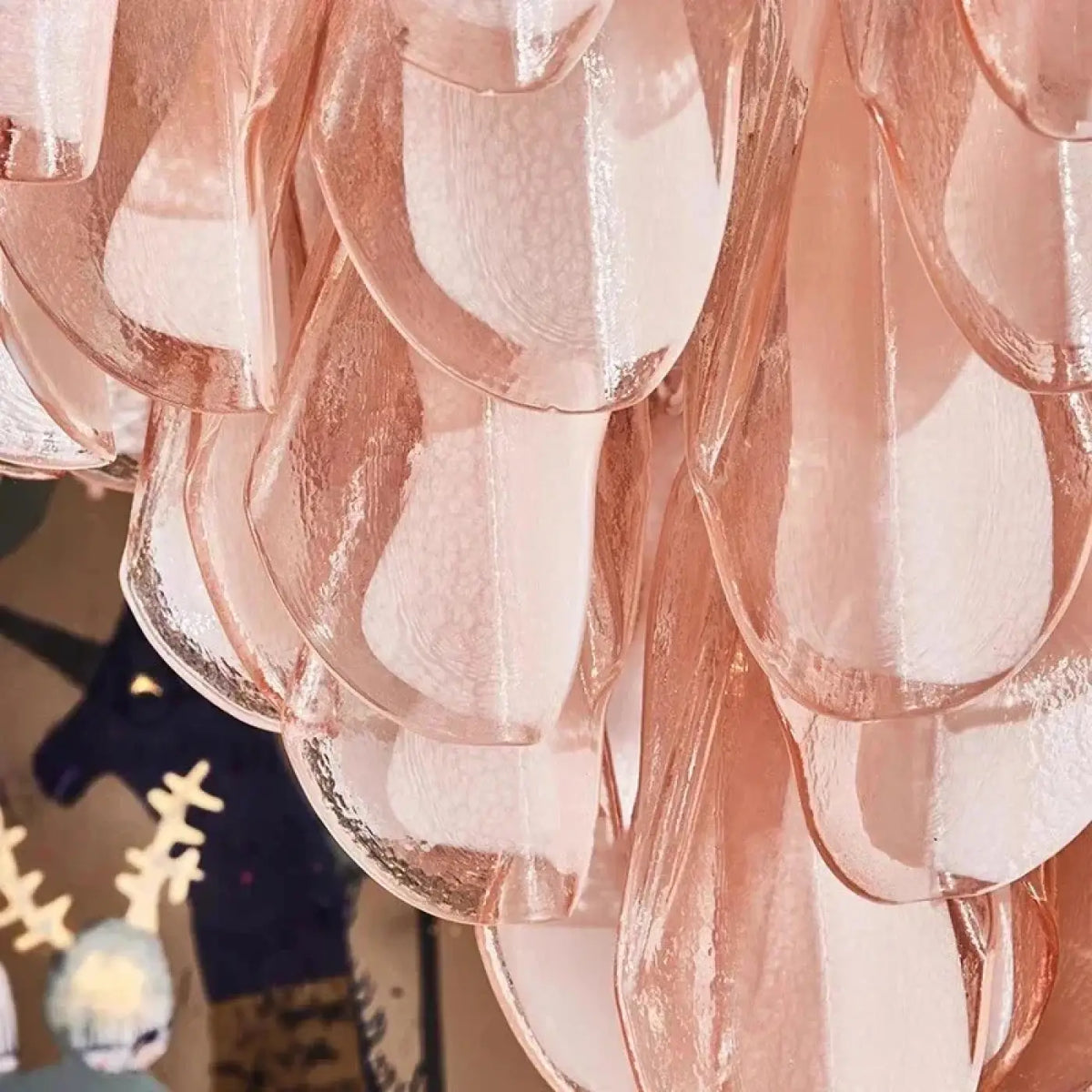 Pendelleuchte aus Glas Rosa mit Blütenblättern Dekorativ