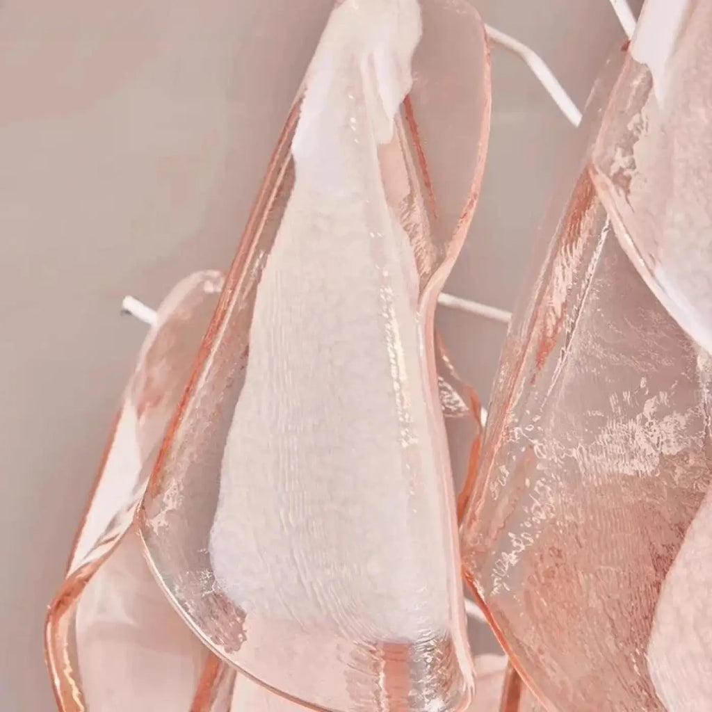 Pendelleuchte aus Glas Rosa mit Blütenblättern Dekorativ