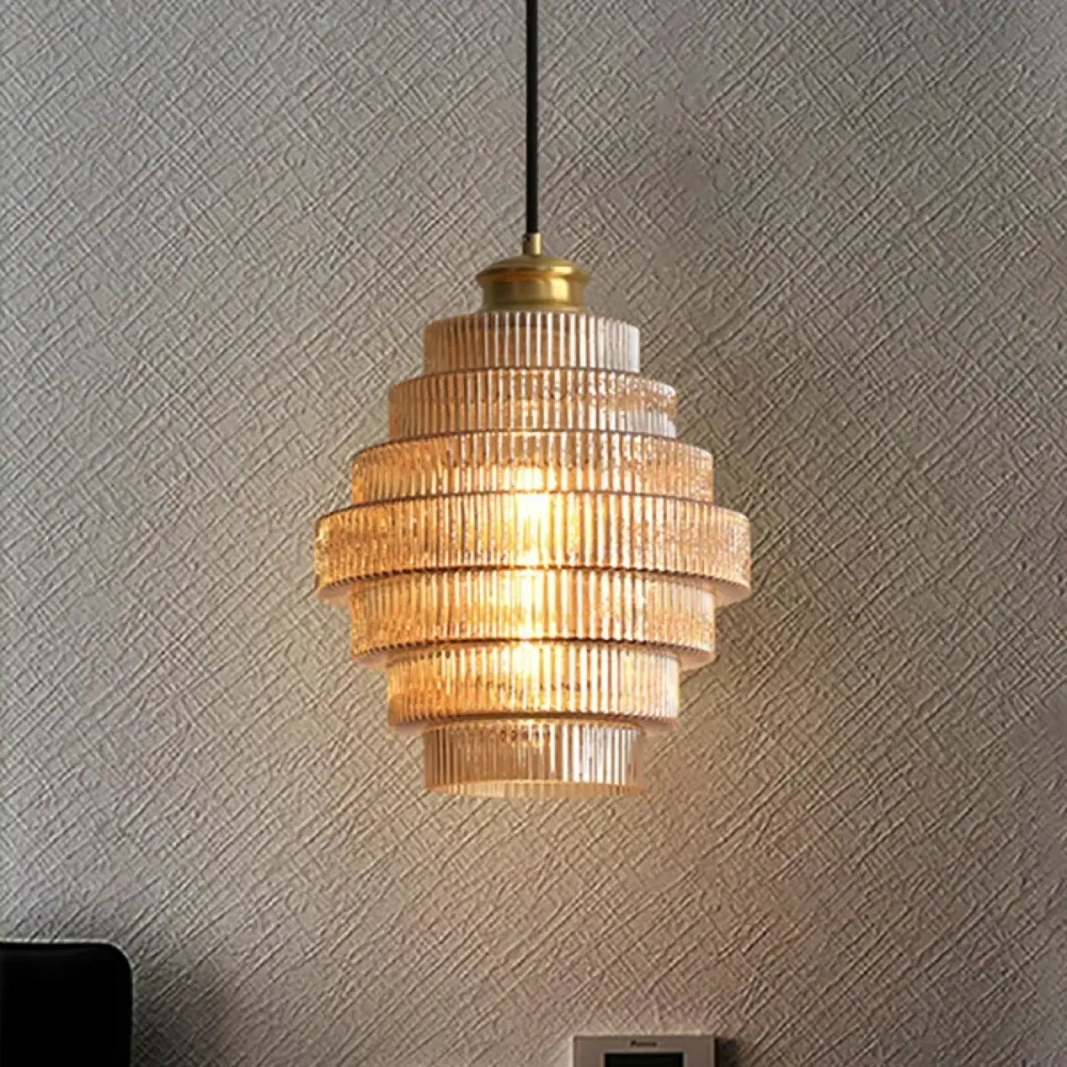 Pendelleuchte aus Glas Geriffelt Stil Art Déco