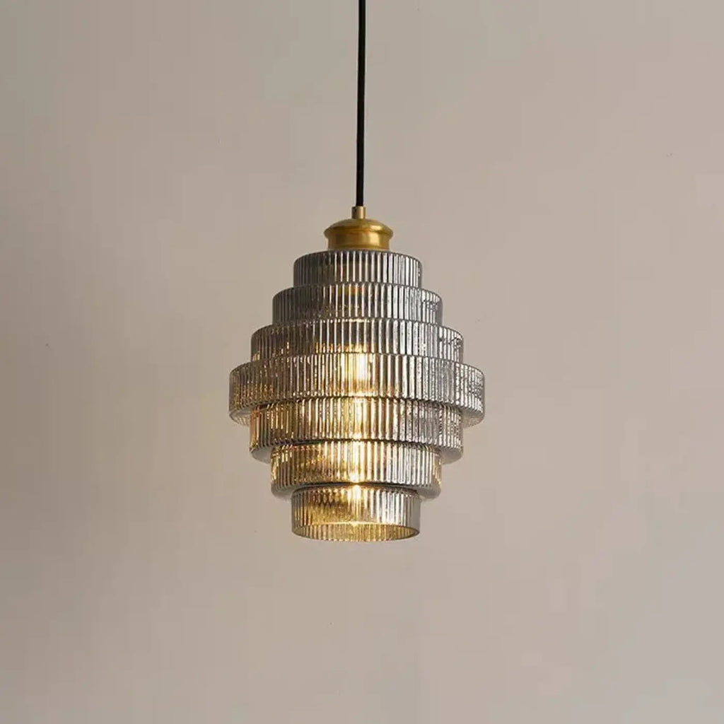 Pendelleuchte aus Glas Geriffelt Stil Art Déco
