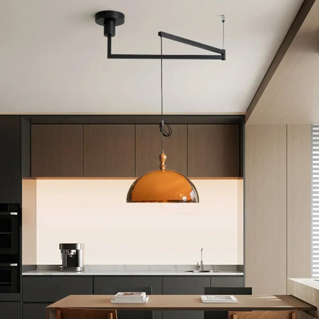 Pendelleuchte Kuppel Orange Retro für Küche