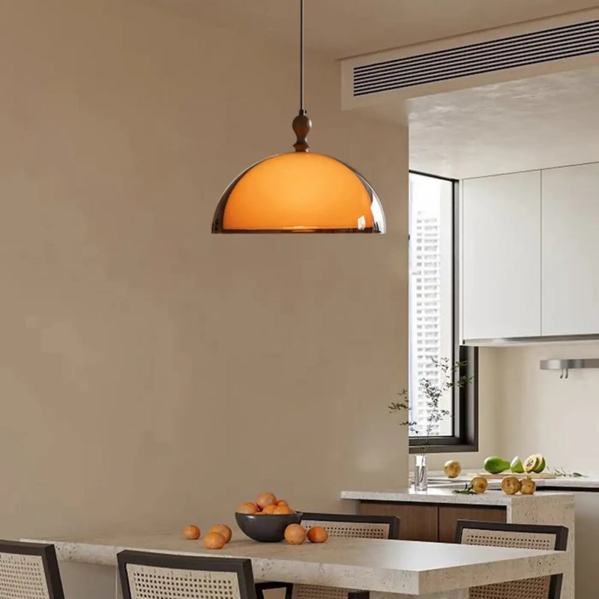 Pendelleuchte Kuppel Orange Retro für Küche