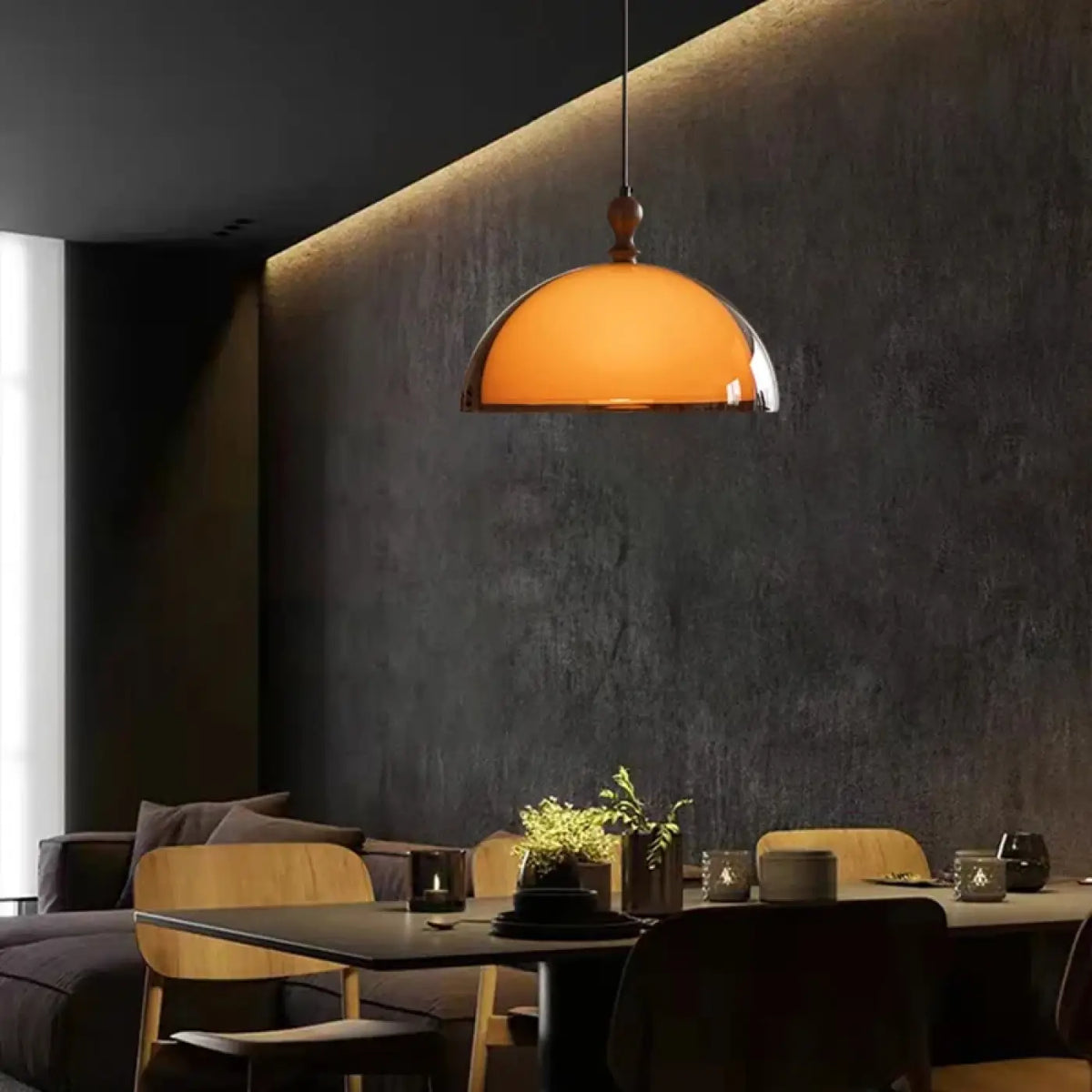 Pendelleuchte Kuppel Orange Retro für Küche