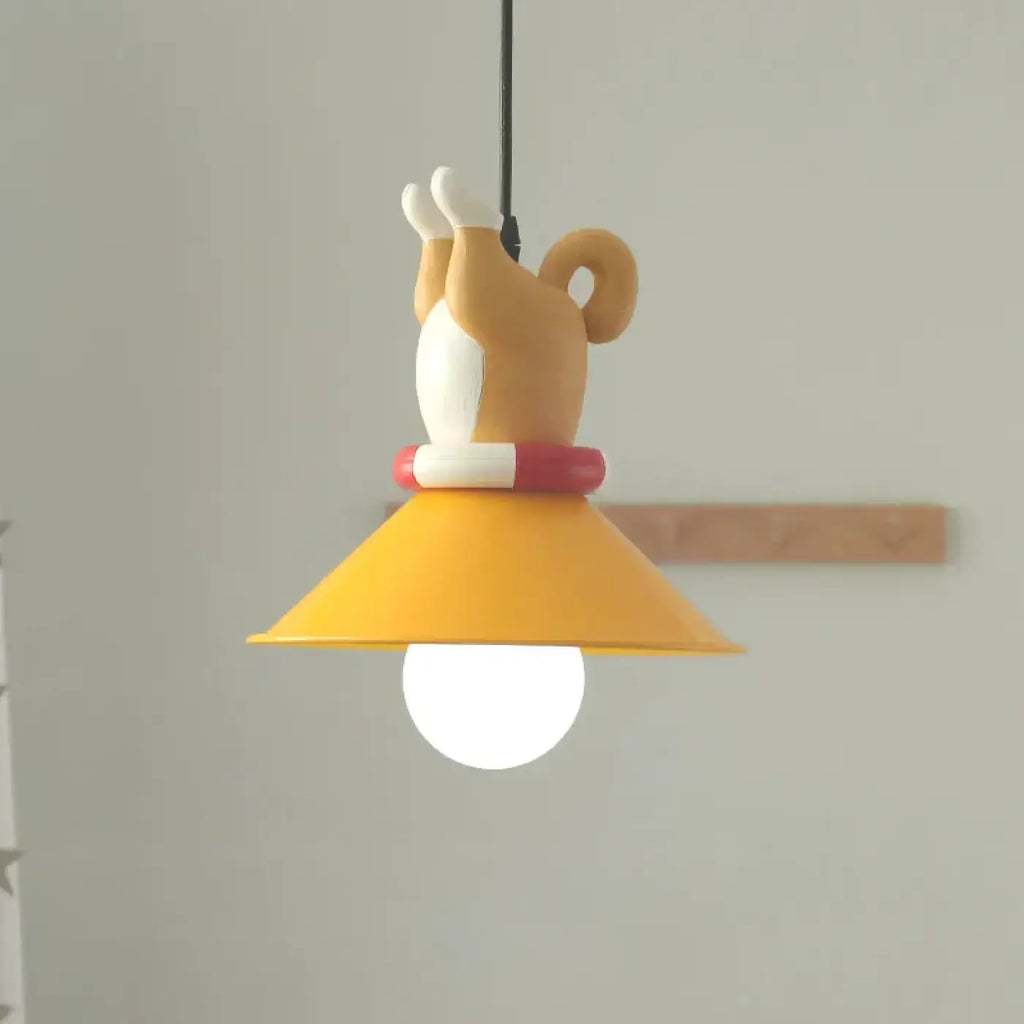 Pendelleuchte Gelb mit Welpen Dekorativ für Kinder