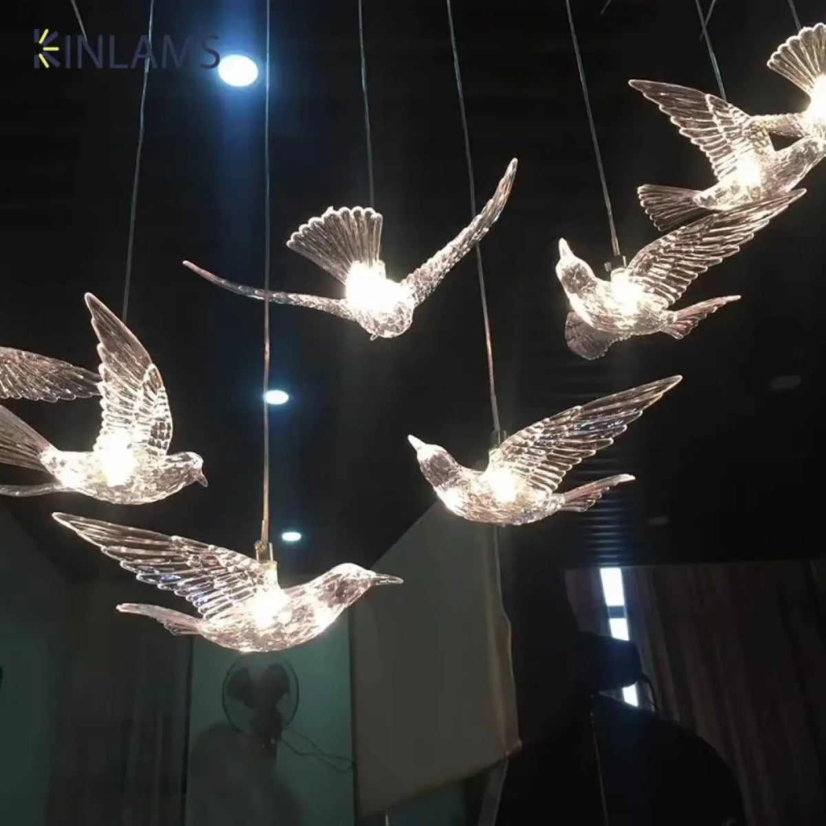 Pendelleuchte Vögel aus Glas für Schlafzimmer und Wohnzimmer