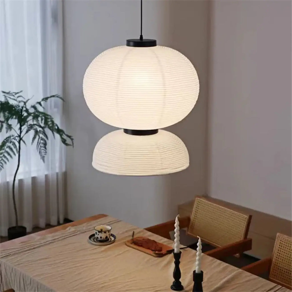 Pendelleuchte Japandi aus Papier Gewebt