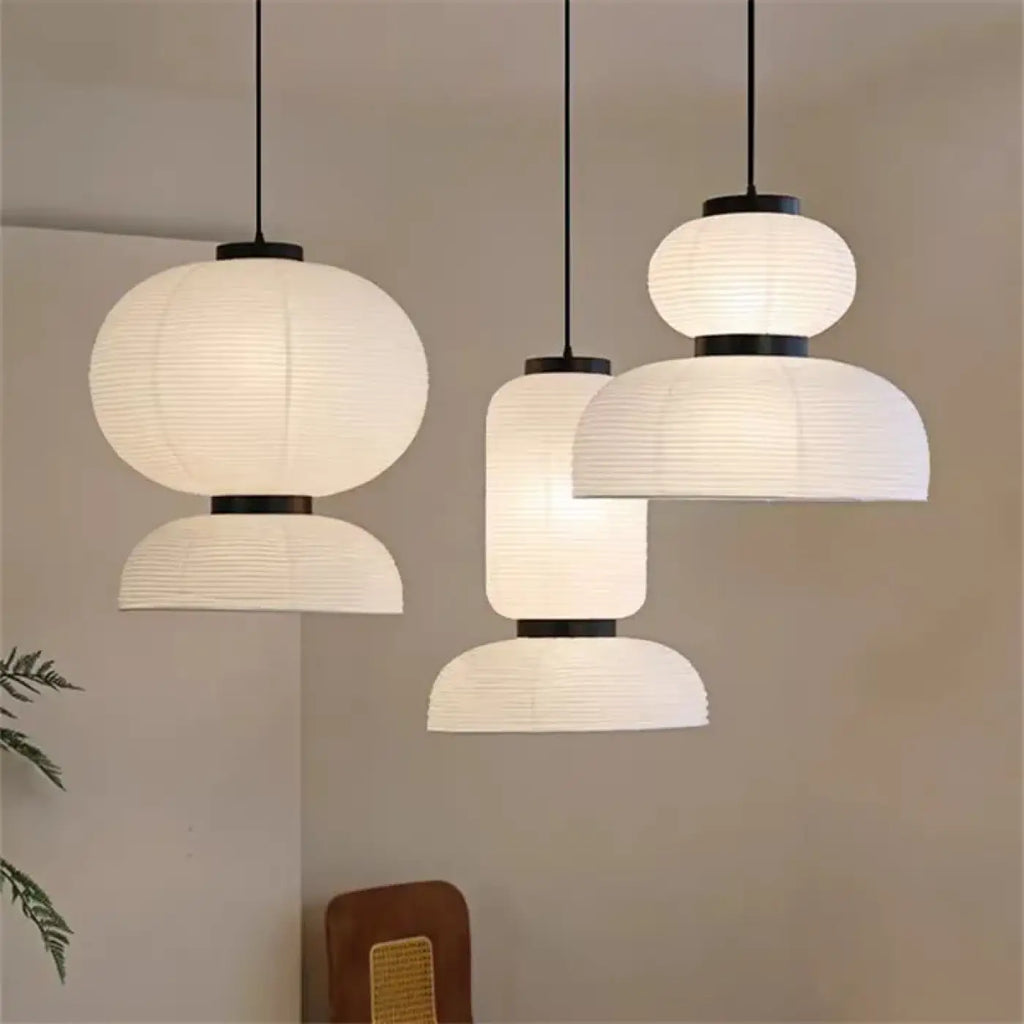 Pendelleuchte Japandi aus Papier Gewebt