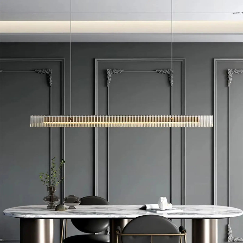 Pendelleuchte LED Horizontal aus Glas Geriffelt