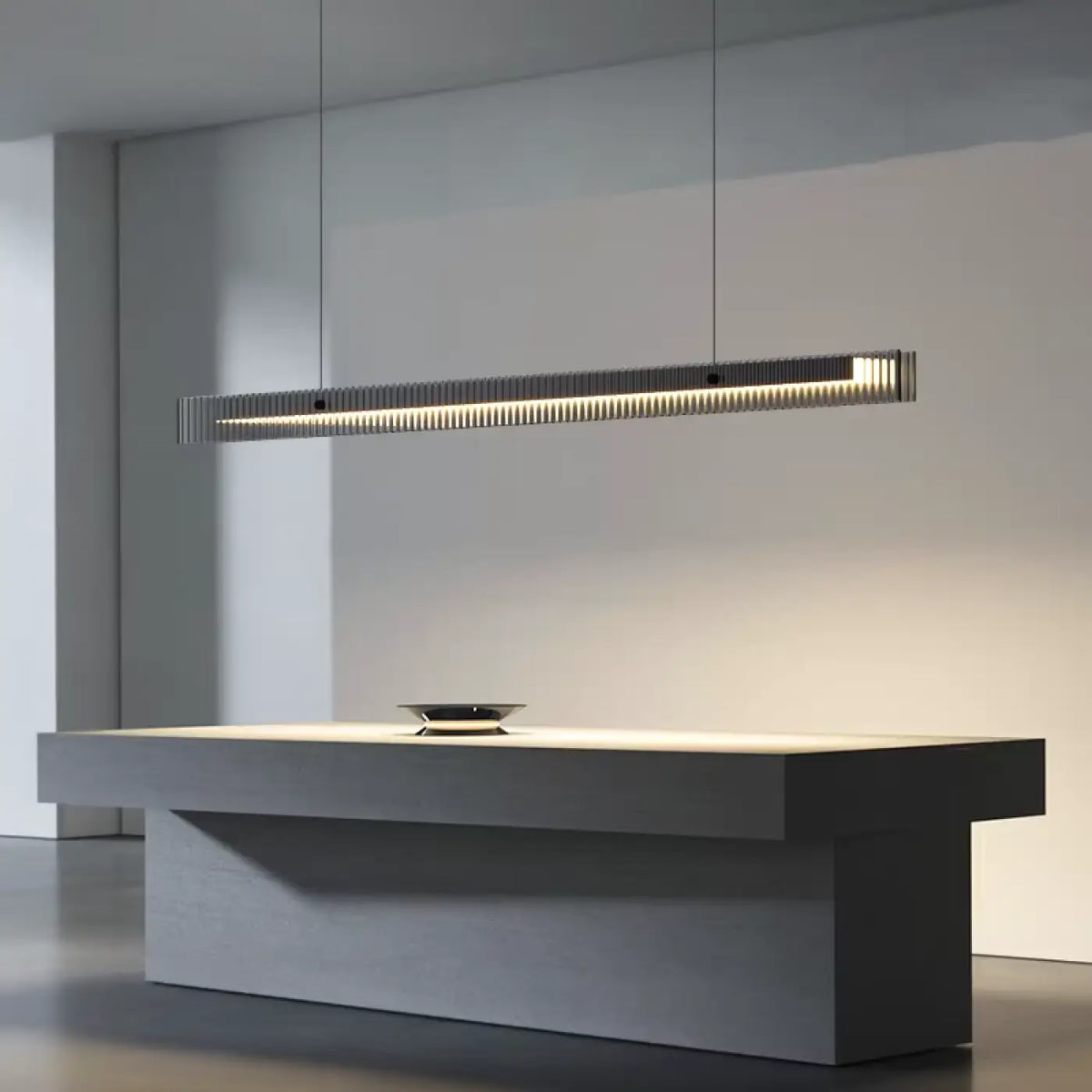Pendelleuchte LED Horizontal aus Glas Geriffelt