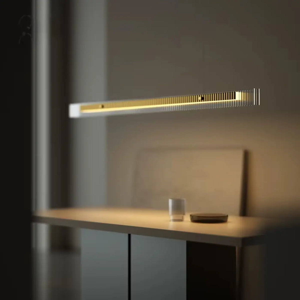 Pendelleuchte LED Horizontal aus Glas Geriffelt