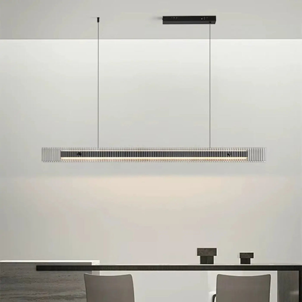Pendelleuchte LED Horizontal aus Glas Geriffelt