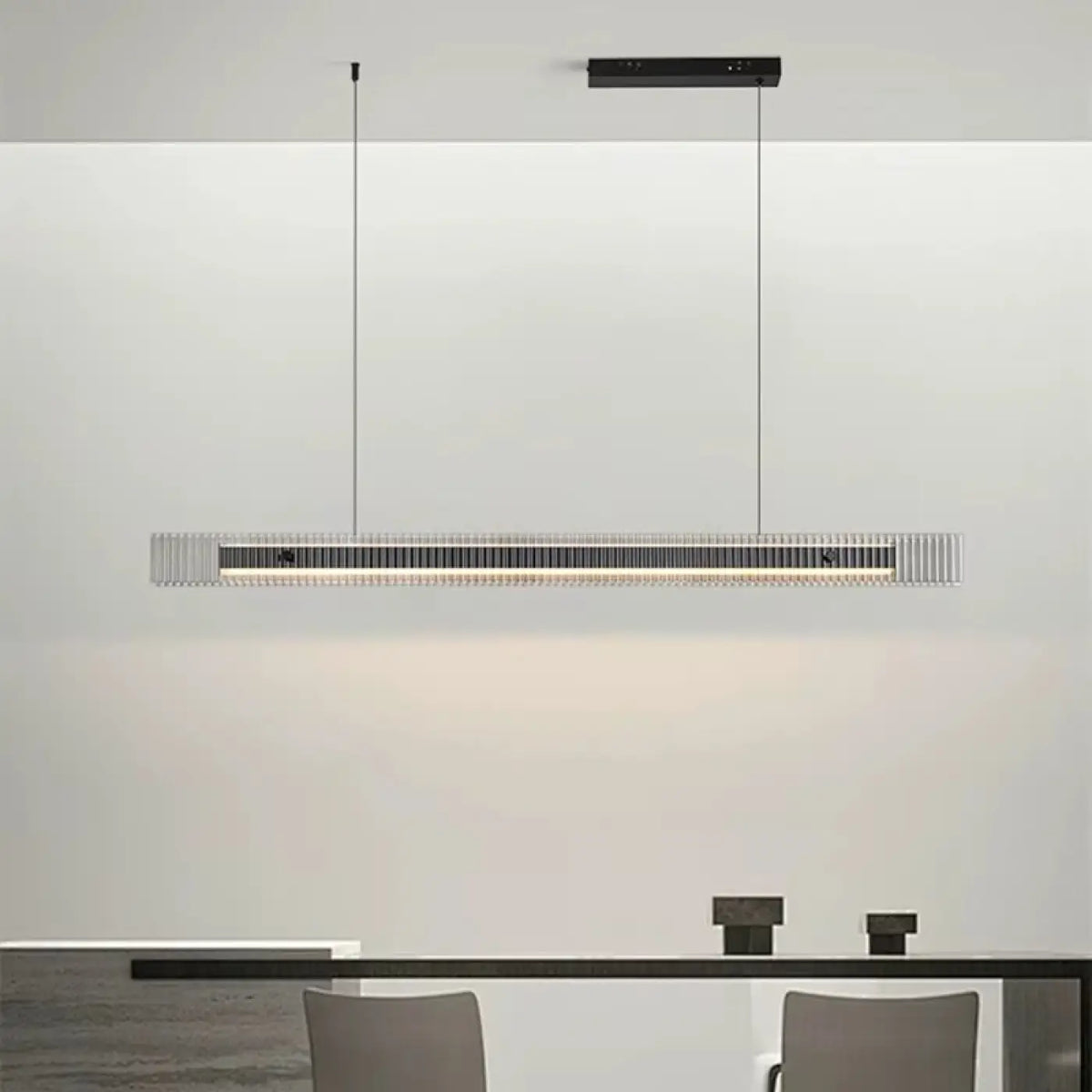Pendelleuchte LED Horizontal aus Glas Geriffelt