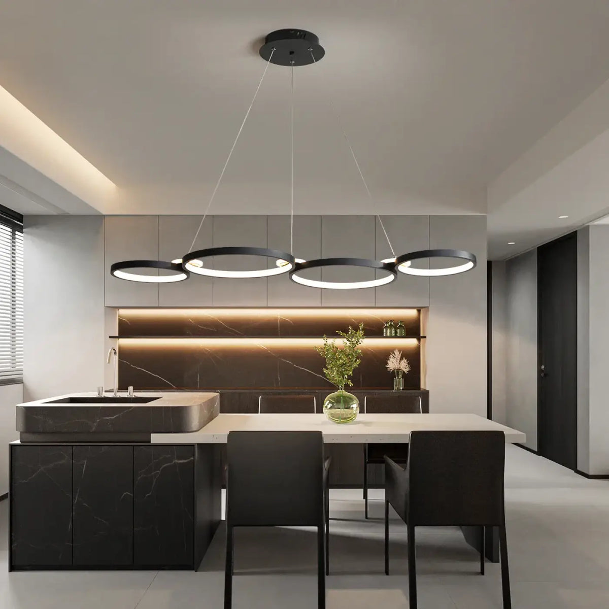 Pendelleuchte LED mit Ringen für Wohnzimmer Schick