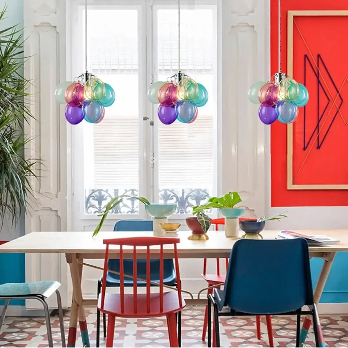 Pendelleuchte aus Getöntem Glas für Esszimmer