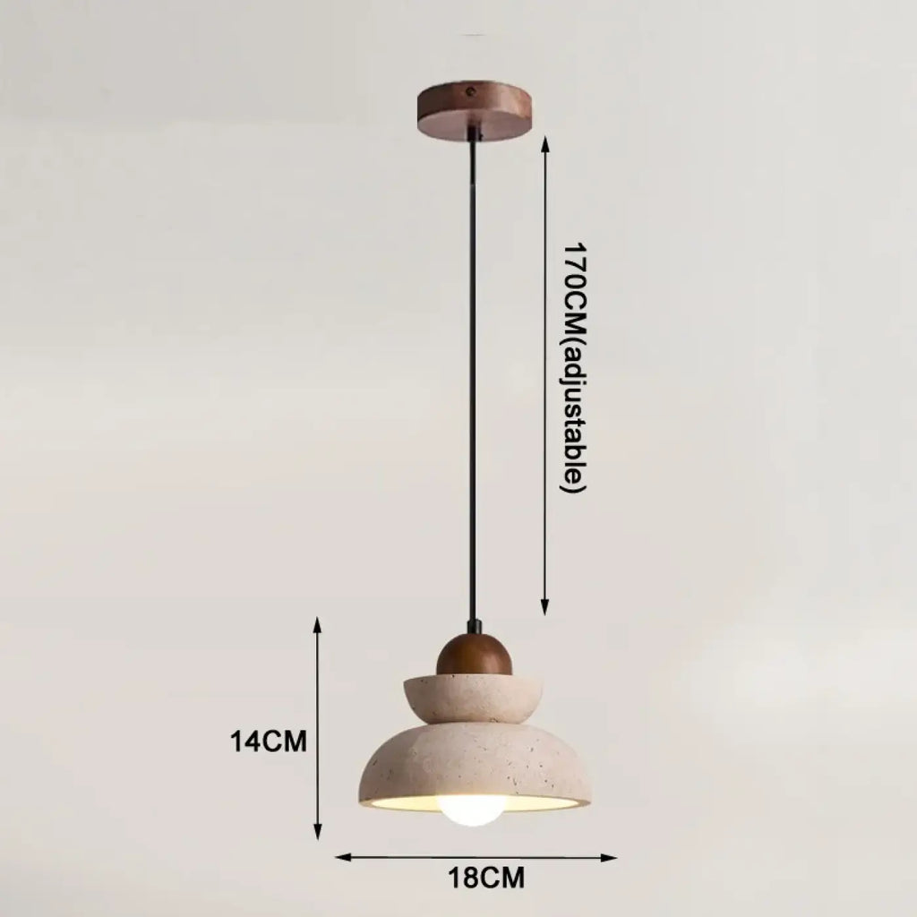 Pendelleuchte Holz und Stein Schlicht