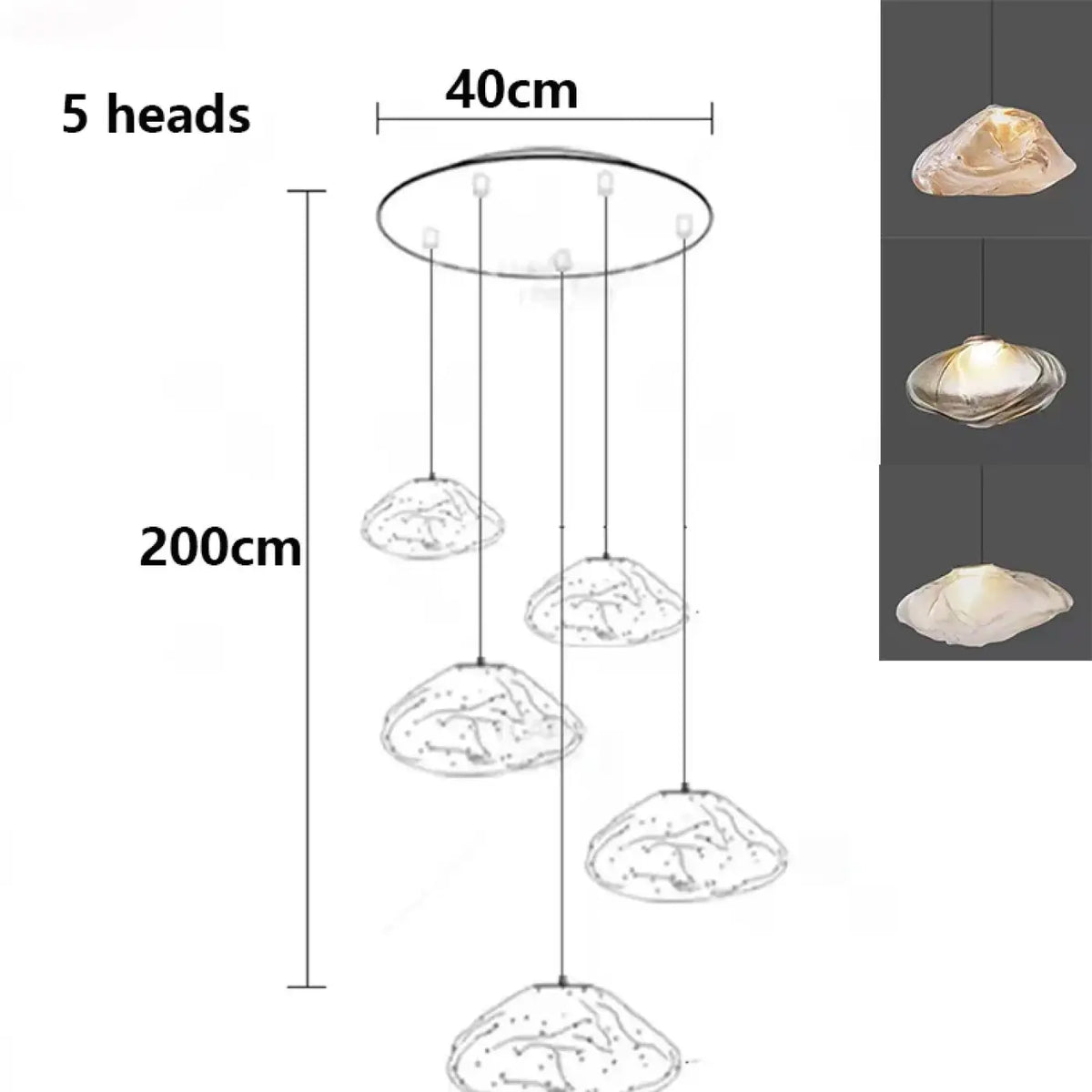Pendelleuchte Wasserfall aus Glas Organisch Modern
