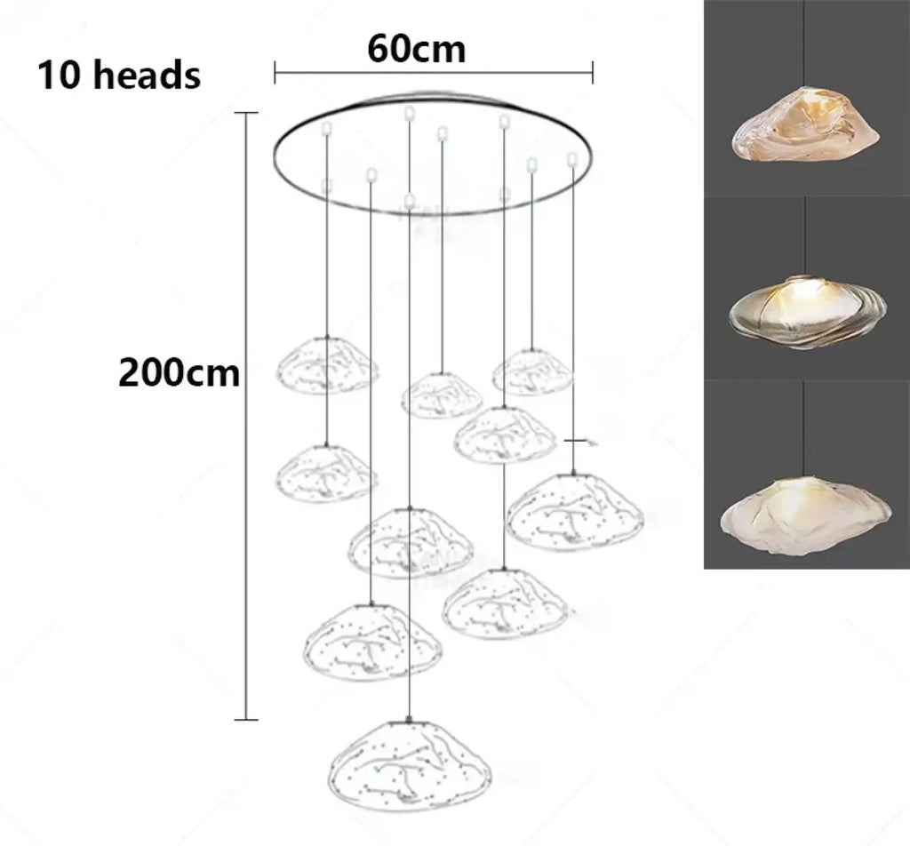 Pendelleuchte Wasserfall aus Glas Organisch Modern