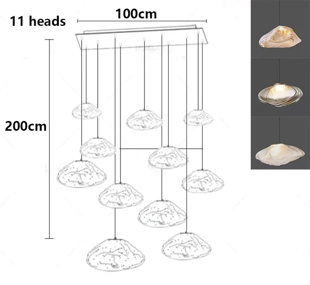 Pendelleuchte Wasserfall aus Glas Organisch Modern