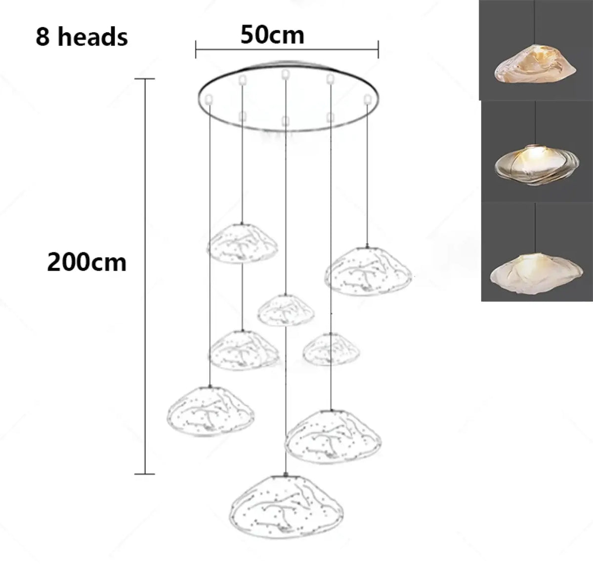 Pendelleuchte Wasserfall aus Glas Organisch Modern