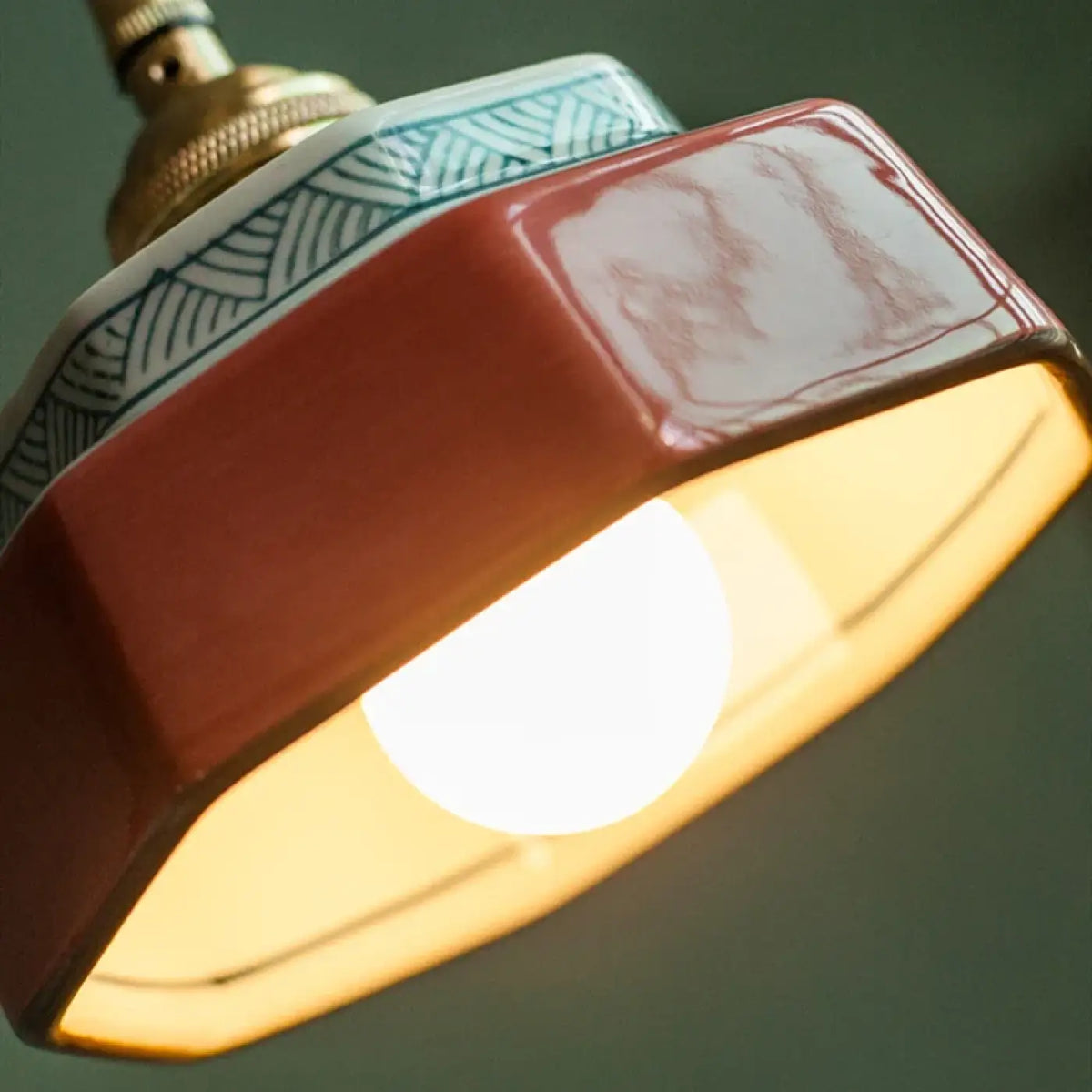 Pendelleuchte Retro aus Keramik Grün