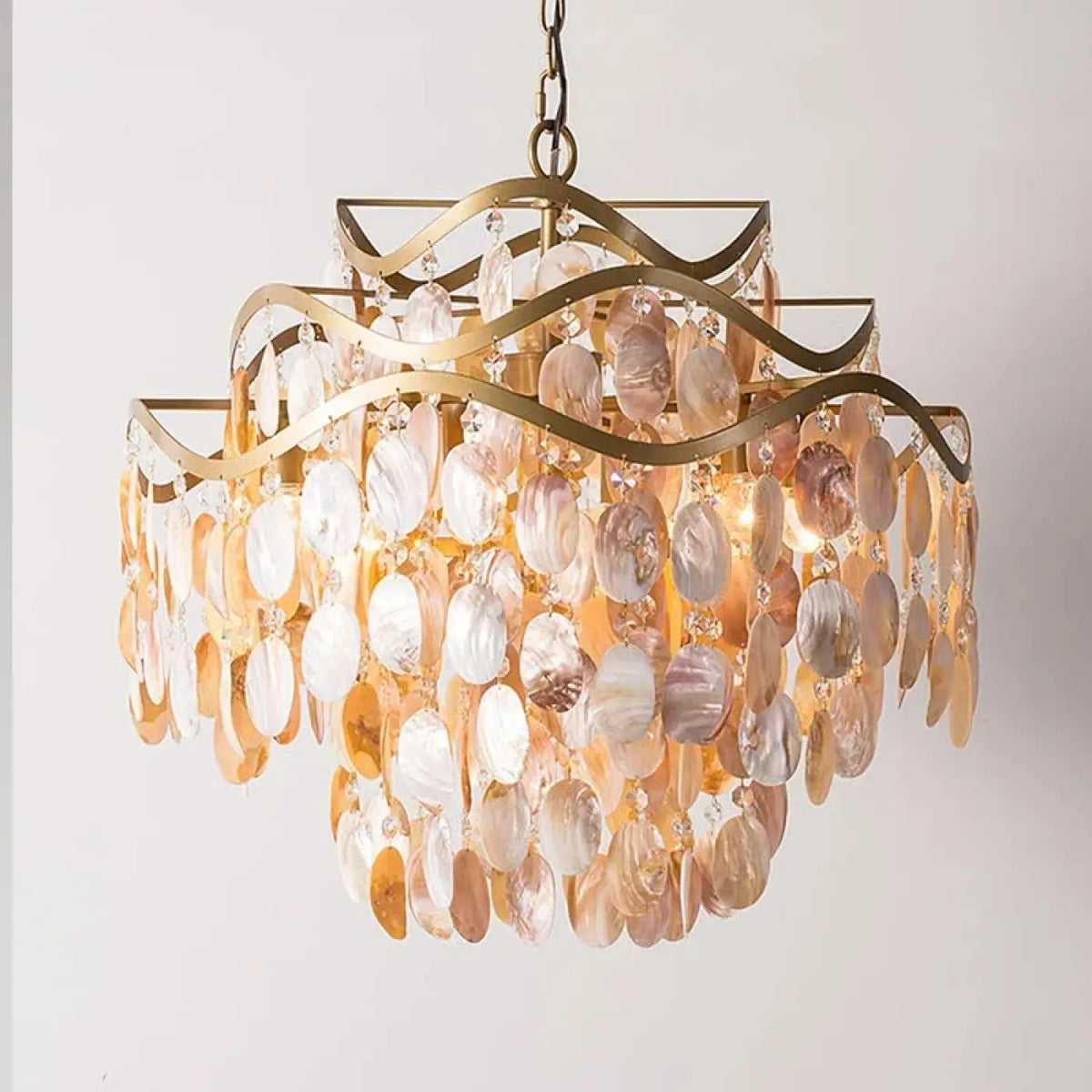 Pendelleuchte Muschel Natur Gold