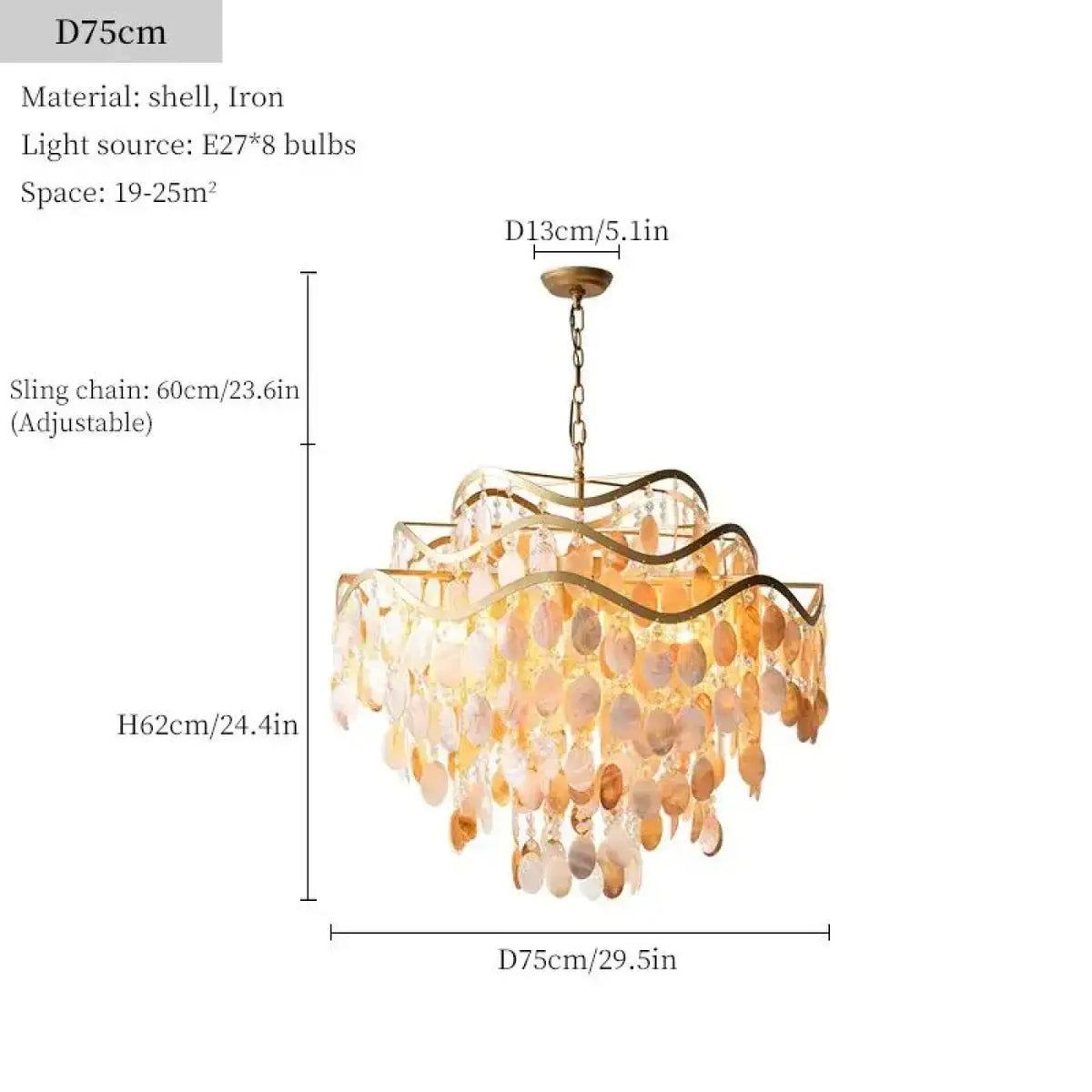 Pendelleuchte Muschel Natur Gold