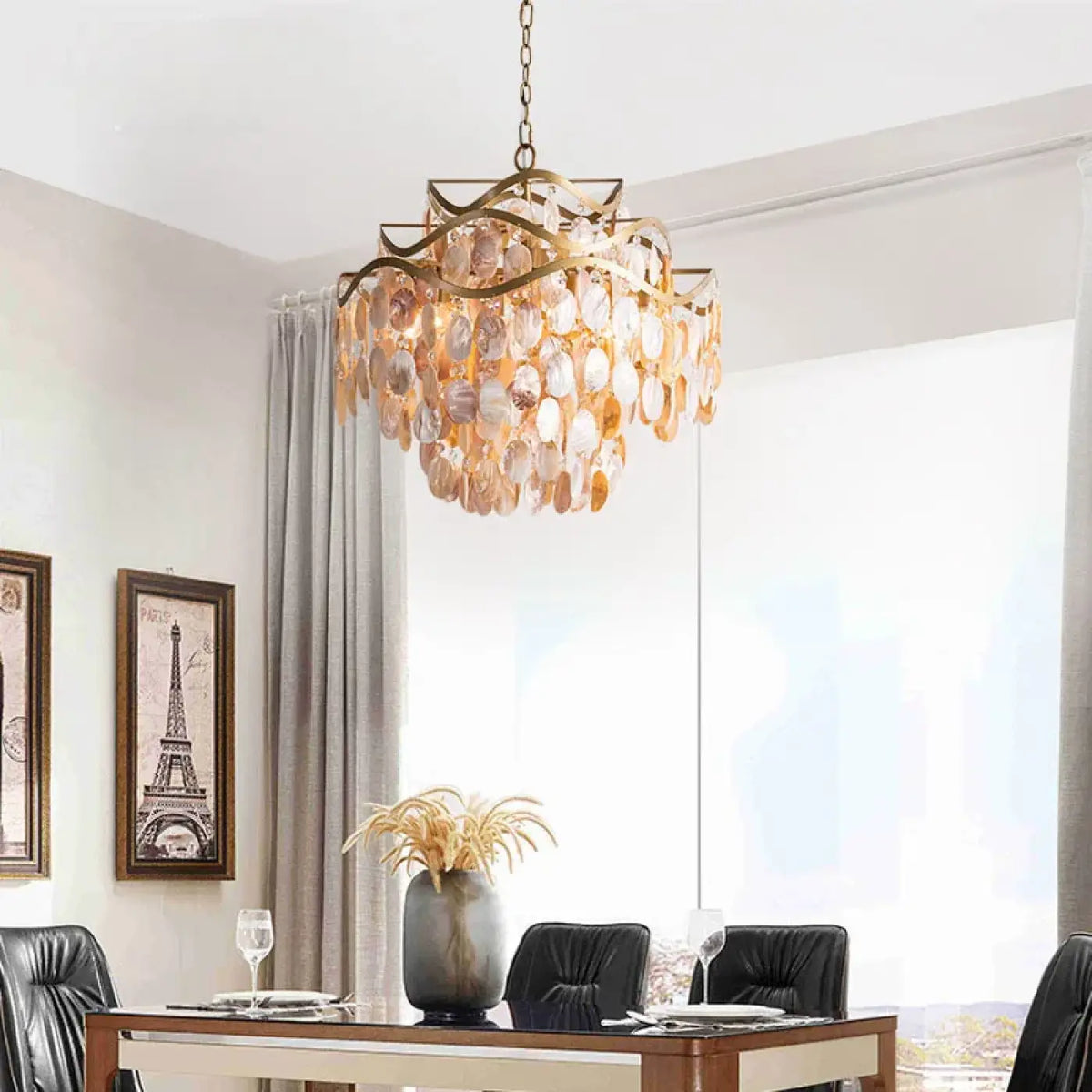Pendelleuchte Muschel Natur Gold