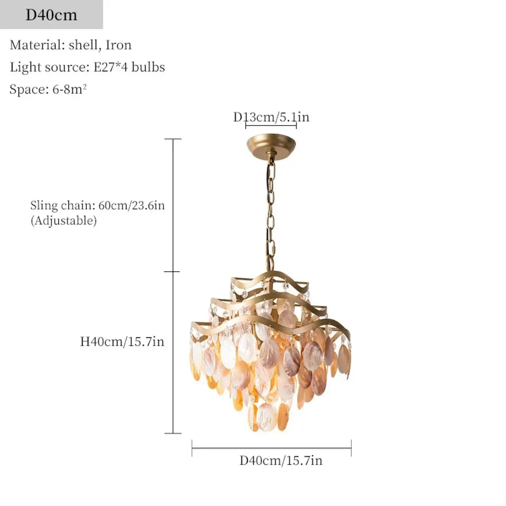 Pendelleuchte Muschel Natur Gold
