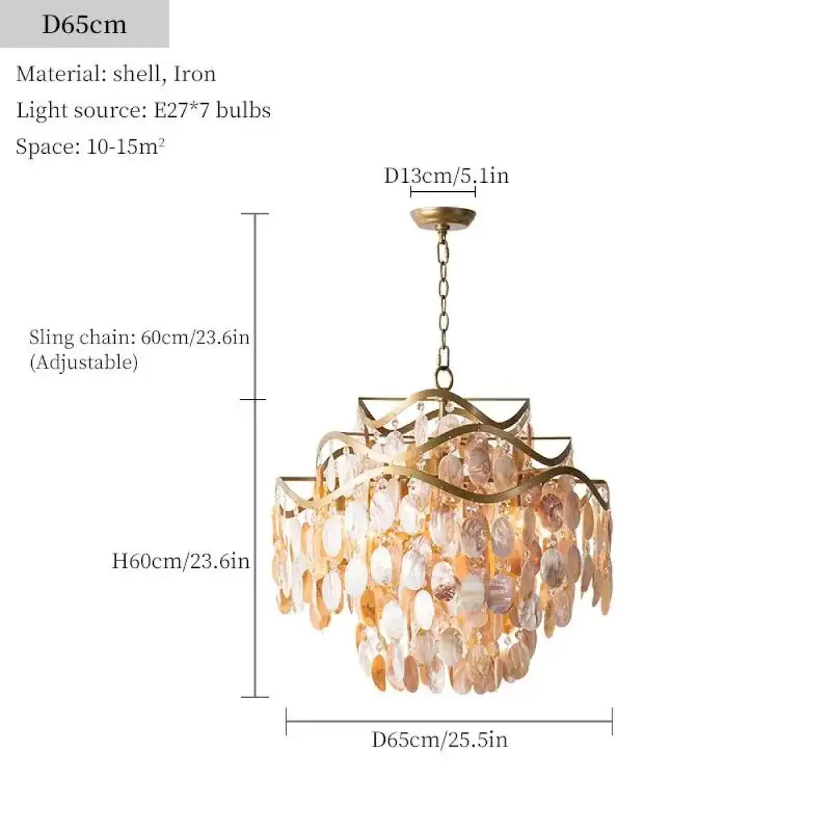 Pendelleuchte Muschel Natur Gold
