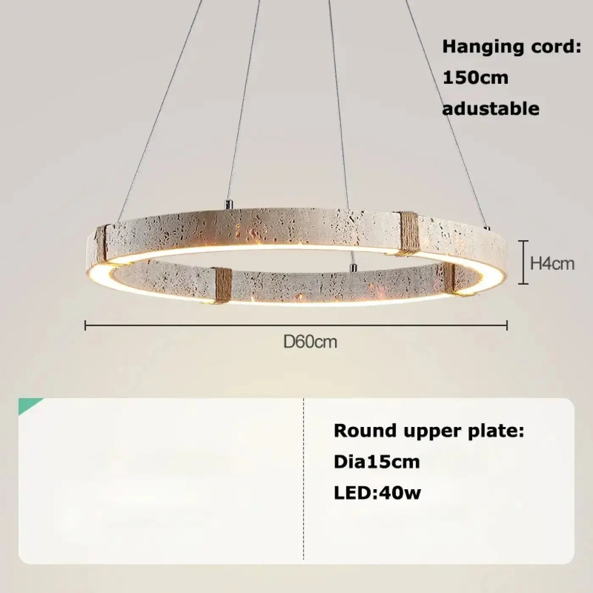 Pendelleuchte Kreisförmig LED Effekt Travertin