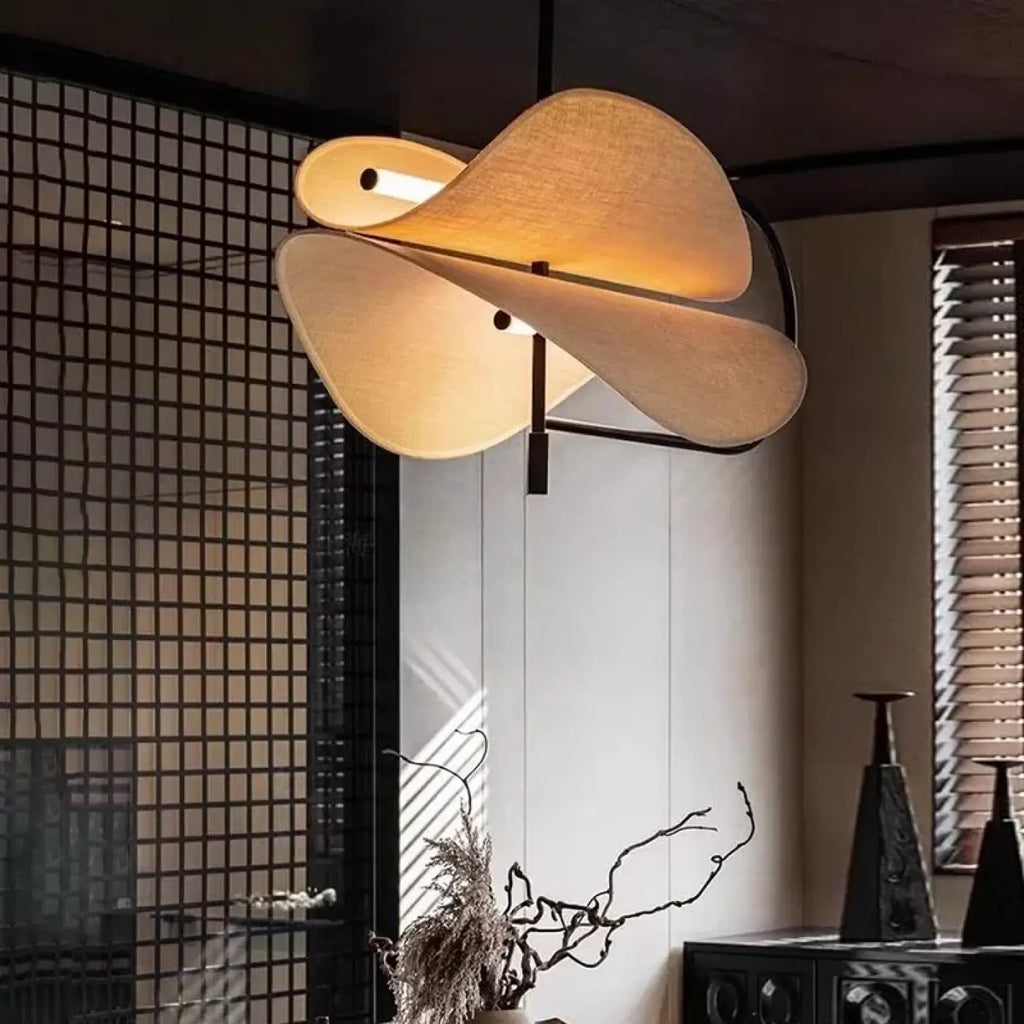 Pendelleuchte Design aus Stoff Beige