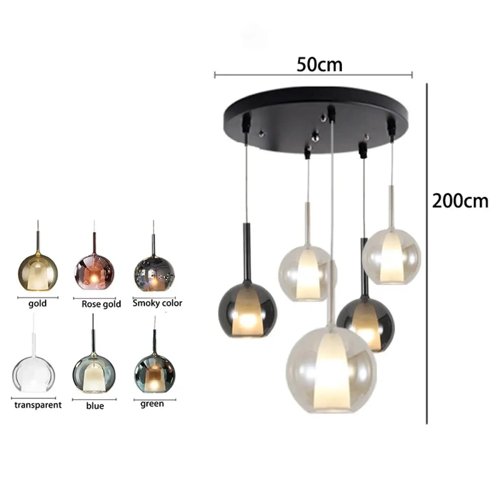 Pendelleuchte Modern aus Glas und Metall Gold