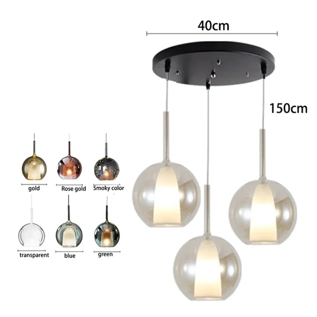 Pendelleuchte Modern aus Glas und Metall Gold