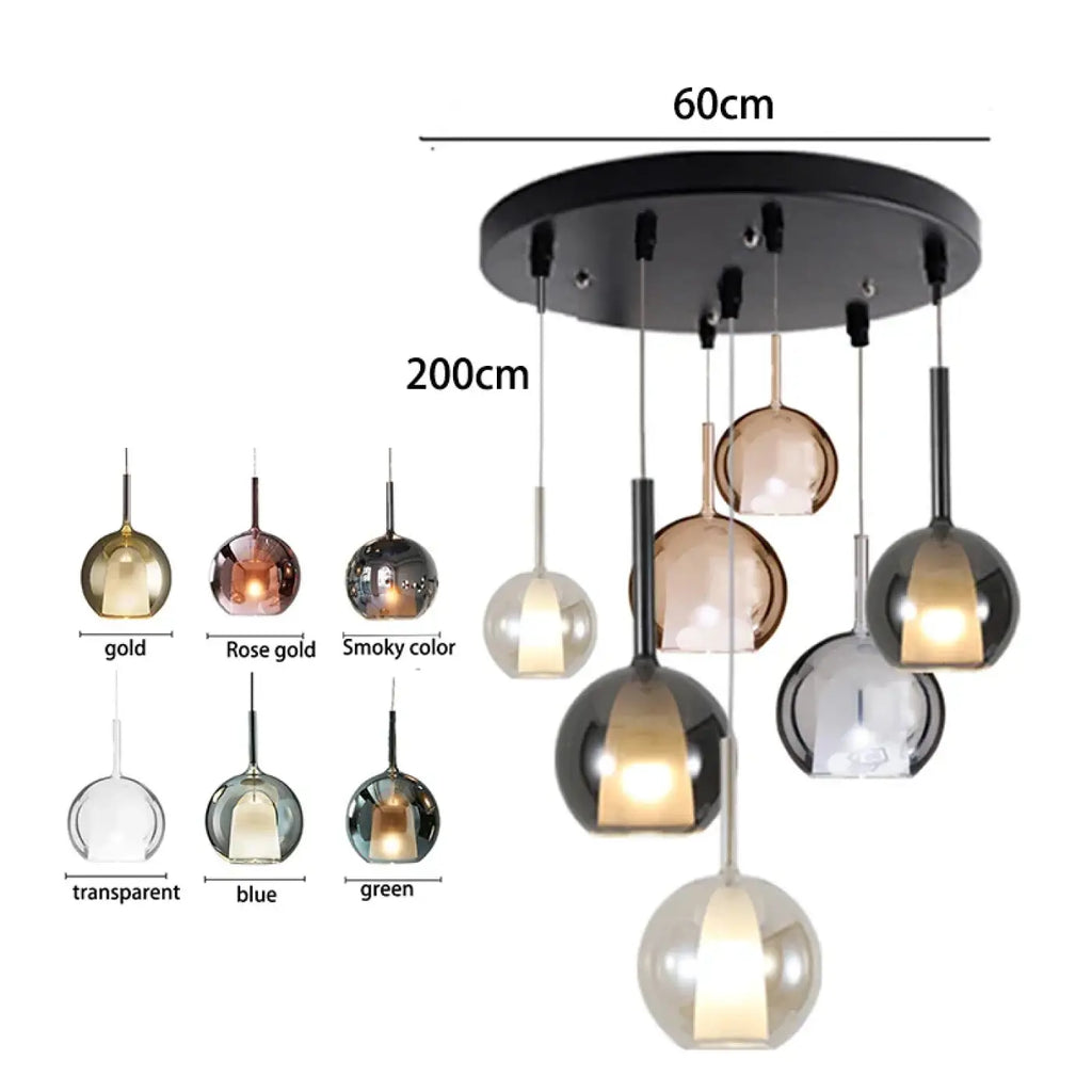 Pendelleuchte Modern aus Glas und Metall Gold