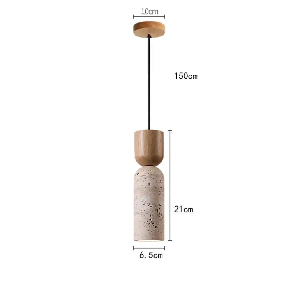 Pendelleuchte Stein Natur und Holz
