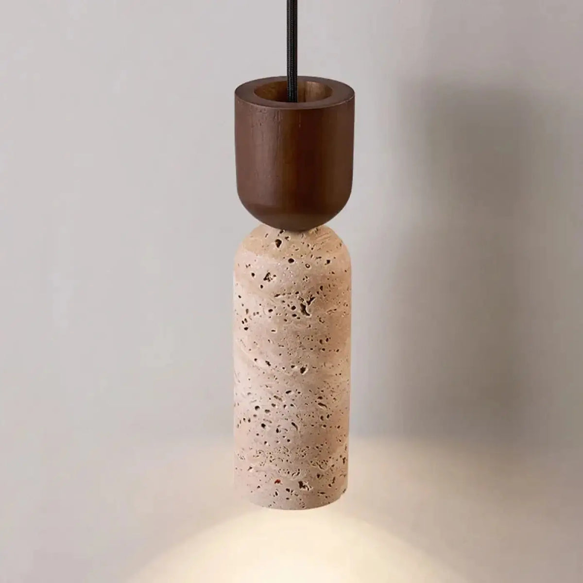 Pendelleuchte Stein Natur und Holz