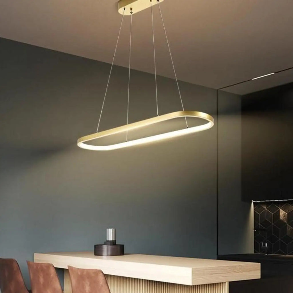 Pendelleuchte Gold mit Ringen LED
